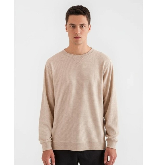 Eddie Bauer Other - Eddie Bauer Shirt Mens XL Beige Waffle Knit Crew Neck Ribbed‎ Cuffs Thermal